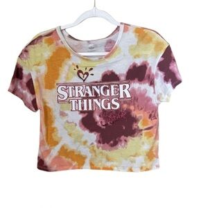 Justice Yellow Orange Short Sleeve Tie-Dye Tee Size L (12/14) Stranger Things